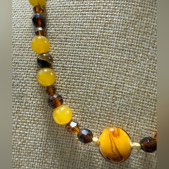 Multi Stone and Art Glass Necklace Citrine, Tigers Eye Crystal and Glass - Picture 3 of 4